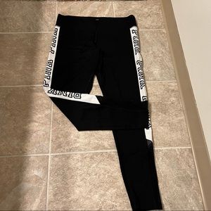 Victoria's Secret PINK Ultimate Leggings Black White Mesh Workout Gym Sz Lg